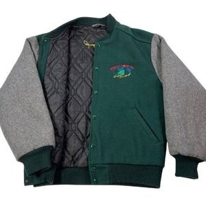 Winking Lizard Letterman Varsity Jacket Mens Small 1998 World Tour Wool Green